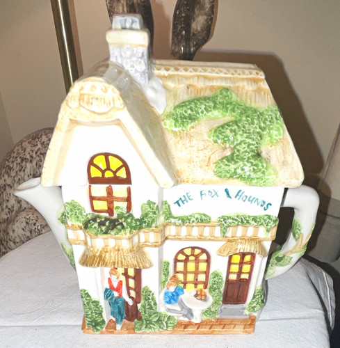Cottage house ceramic teapot - ceramic,