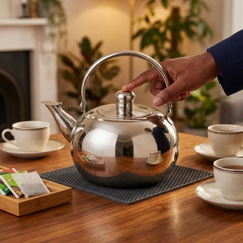 Stainless steel teapot with - steel,