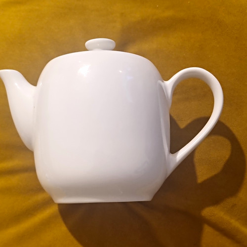 Fine china white glossy teapot - china,