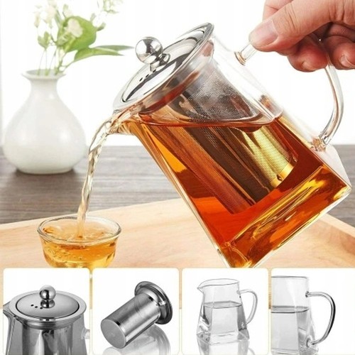 Glass teapot with infusion - glass,