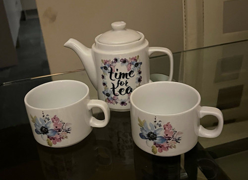 Ceramic floral tea set - ceramic,