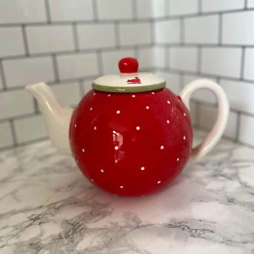 Ceramic red white polka - &, dot