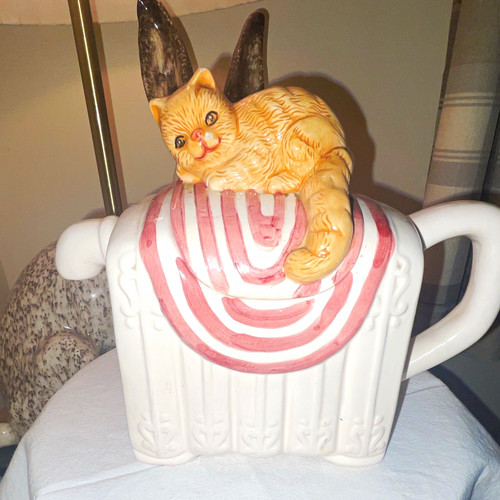 Ceramic cat pattern teapot - ceramic,
